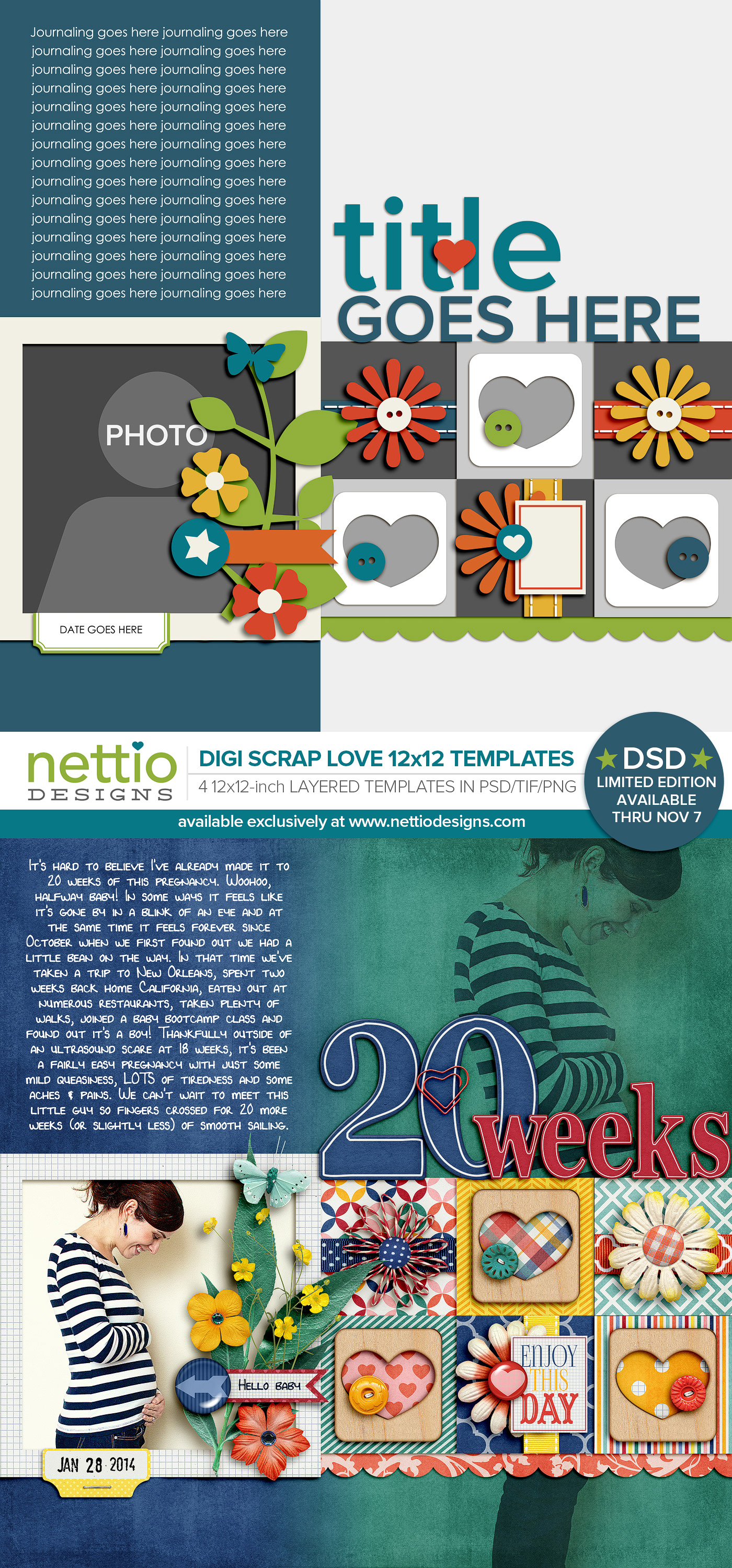 nettio designs digital scrapbooking template layout 1