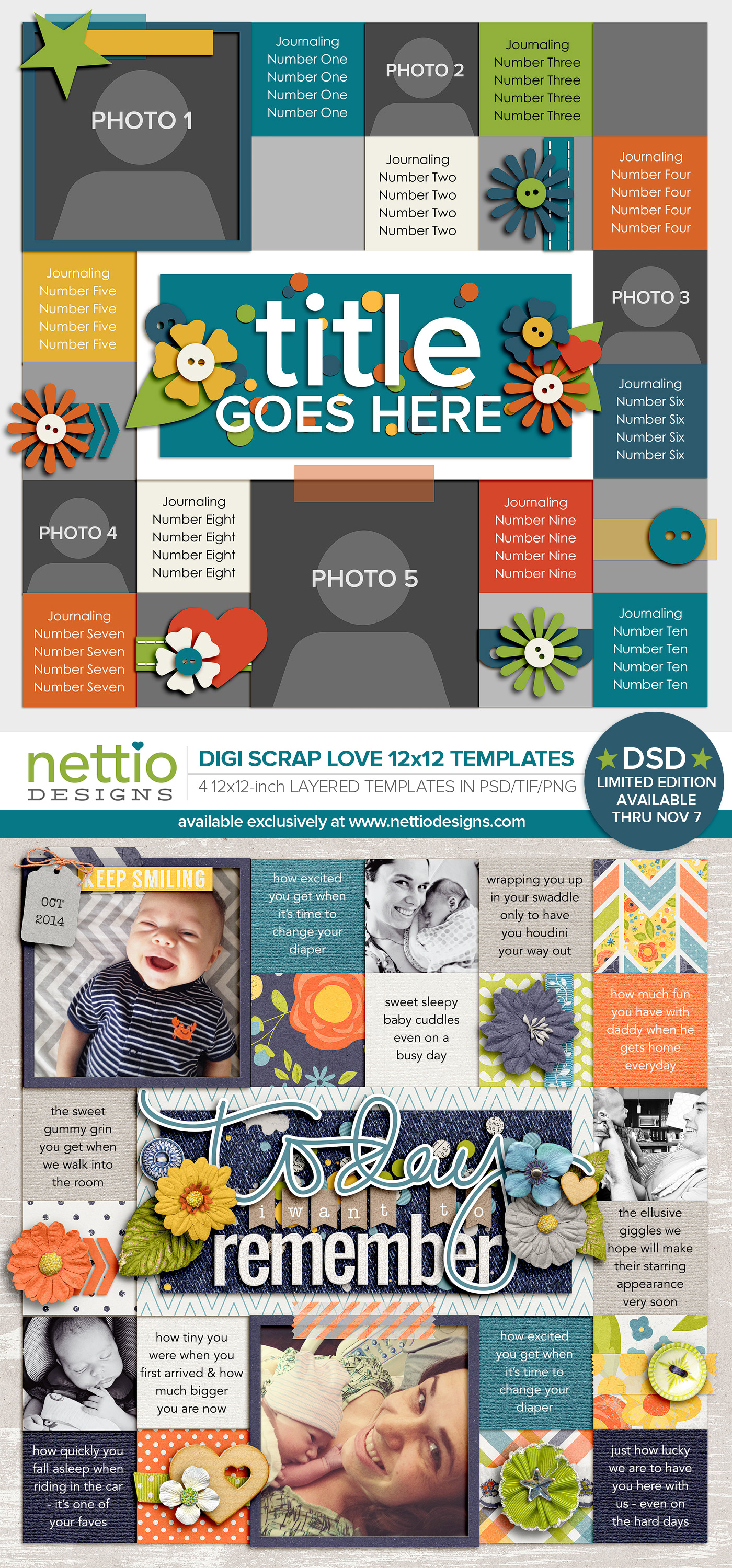 nettio designs digital scrapbooking template layout 4